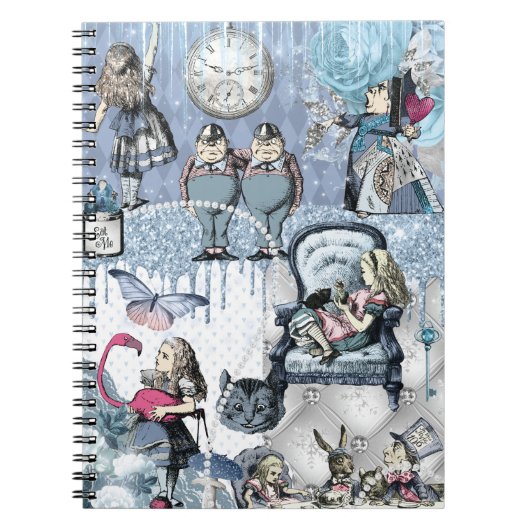 Alice in Wonderland Blue Ice Glitter Notitieboek (Voorkant)