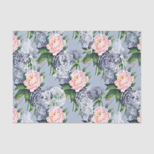 Alice in Wonderland Blue Roze Roses Tissue Paper Tissuepapier (Voorkant)