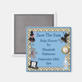 Alice in Wonderland Blue Save The Date Baby shower Magneet (Voorkant / Achterkant)