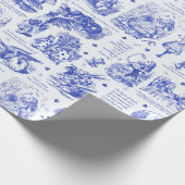Alice in Wonderland Blue Toile Book Quotes Cadeaupapier (Hoek)