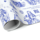 Alice in Wonderland Blue Toile Book Quotes Cadeaupapier (Rol Hoek)