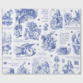 Alice in Wonderland Blue Toile Quotes Cadeaupapier (Vlak)