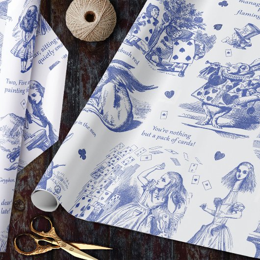 Alice in Wonderland Blue Toile Quotes Cadeaupapier