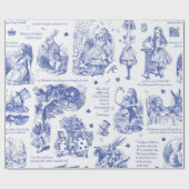 Alice in Wonderland Blue Toile Quotes Cadeaupapier (Vlak)
