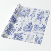 Alice in Wonderland Blue Toile Quotes Cadeaupapier (Uitgerold)