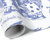 Alice in Wonderland Blue Toile Quotes Cadeaupapier (Rol Hoek)