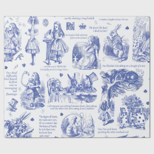 Alice in Wonderland Blue Toile Quotes Cadeaupapier