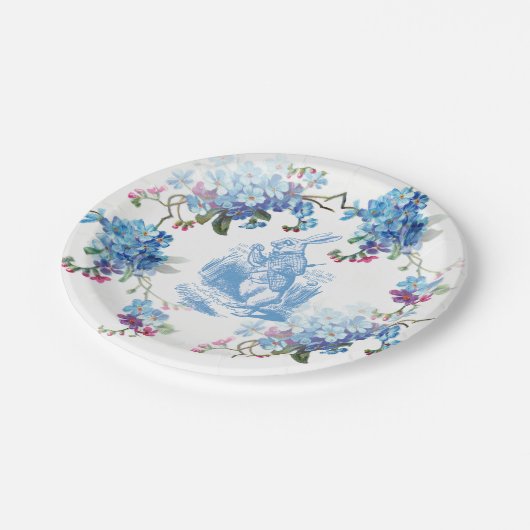 Alice in Wonderland Blue White Rabbit Paper Bord (Gekanteld)