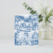 Alice in Wonderland Blue & White Toils Briefkaart (Staand voorkant)