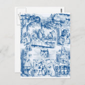 Alice in Wonderland Blue & White Toils Briefkaart (Voorkant / Achterkant)