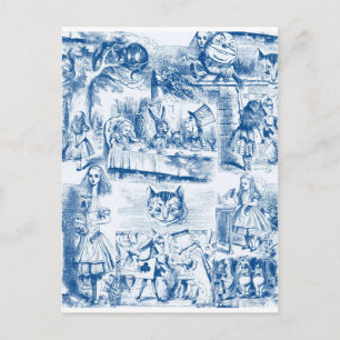 Alice in Wonderland Blue & White Toils Briefkaart