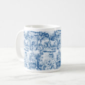 Alice in Wonderland Blue & White Toils Koffiemok (Voorkant links)