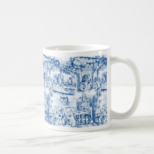 Alice in Wonderland Blue & White Toils Koffiemok (Rechts)