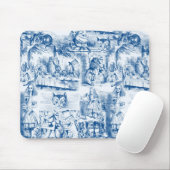 Alice in Wonderland Blue & White Toils Muismat (Met muis)