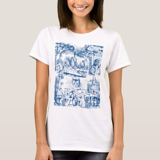 Alice in Wonderland Blue & White Toils T-shirt (Voorkant)