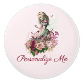 Alice in Wonderland Blush Floral Keramische Knop (Voorkant)