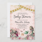 Alice in Wonderland Blush & Mint Baby shower Kaart (Voorkant)