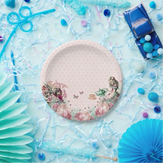 Alice in Wonderland Blush & Mint Tea Party Papieren Bordje (Feest)