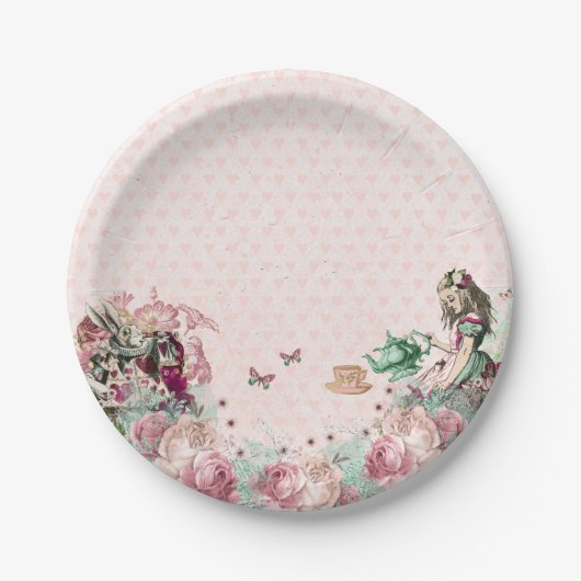 Alice in Wonderland Blush & Mint Tea Party Papieren Bordje (Voorkant)
