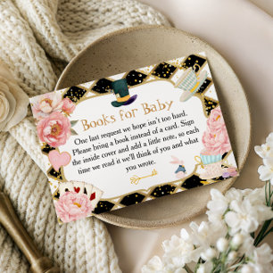 Alice in Wonderland Boeken voor Baby Thee Feestje Informatiekaartje