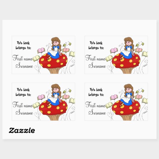 Alice in Wonderland Book Label (Vel)