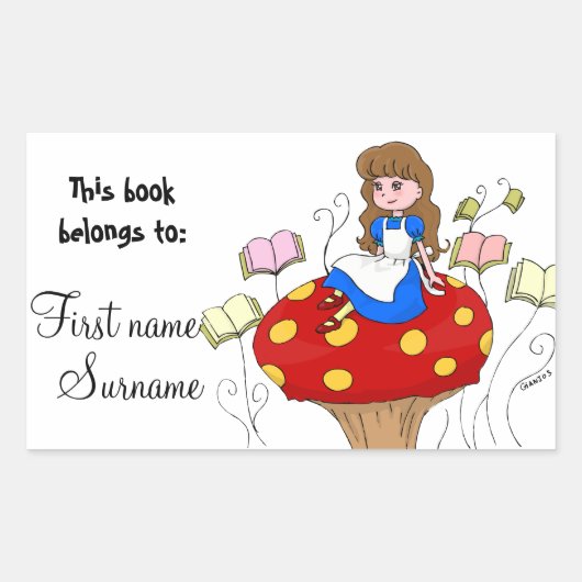 Alice in Wonderland Book Label (Voorkant)