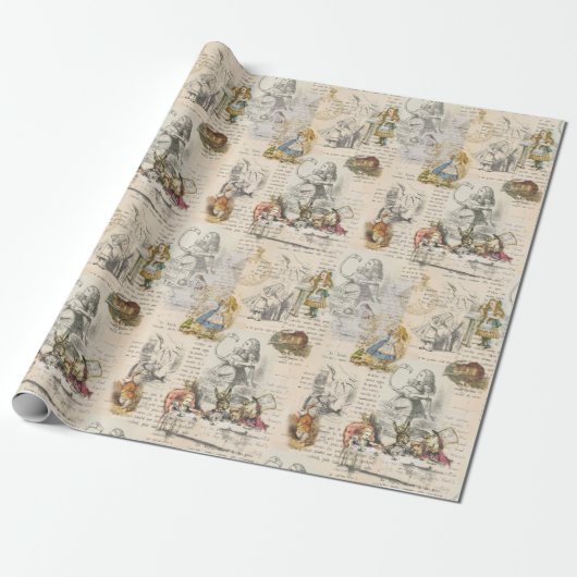 Alice in Wonderland Book Wrapping Paper Cadeaupapier (Uitgerold)