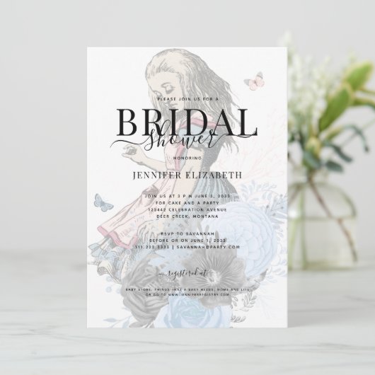 Alice in Wonderland Bridal Shower Kaart (Staand voorkant)