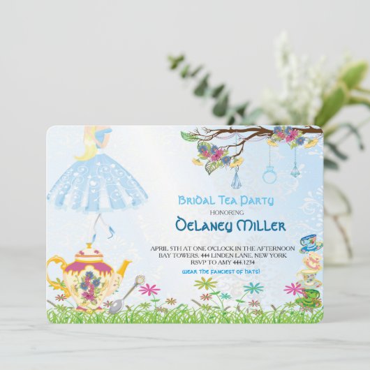 Alice in Wonderland Bridal Shower Kaart (Staand voorkant)