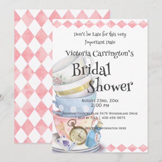 Alice in Wonderland Bridal Shower Kaart (Voorkant / Achterkant)