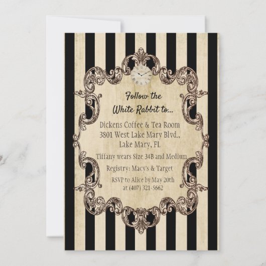 Alice in Wonderland Bridal Shower Kaart (Achterkant)