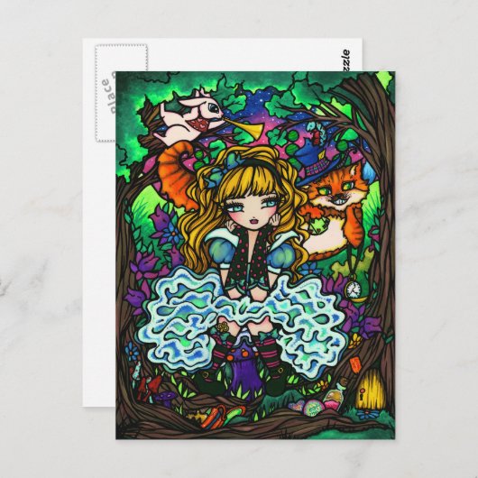 Alice in Wonderland Briefkaart (Voorkant / Achterkant)