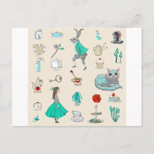 Alice in wonderland briefkaart (Voorkant)