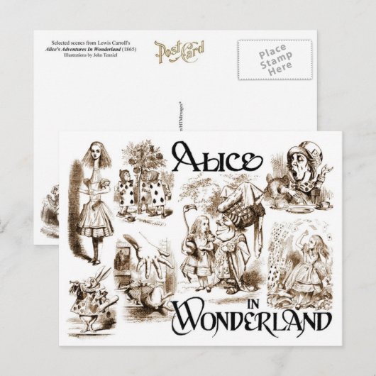 Alice in Wonderland Briefkaart (Voorkant / Achterkant)