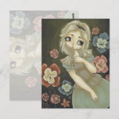 Alice in Wonderland briefkaart die bloemen spreekt (Voorkant / Achterkant)