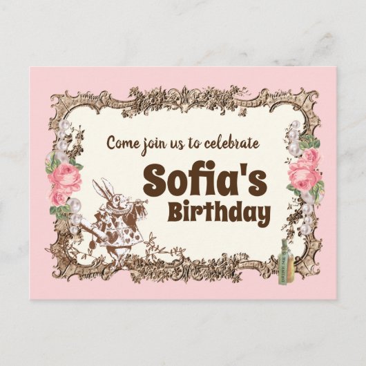 alice in wonderland , briefkaart uitnodiging (Voorkant)