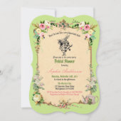 Alice in Wonderland bruidsdouche uitnodiging groen (Voorkant)