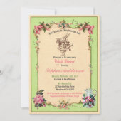 Alice in Wonderland bruidsdouche uitnodiging groen (Voorkant)