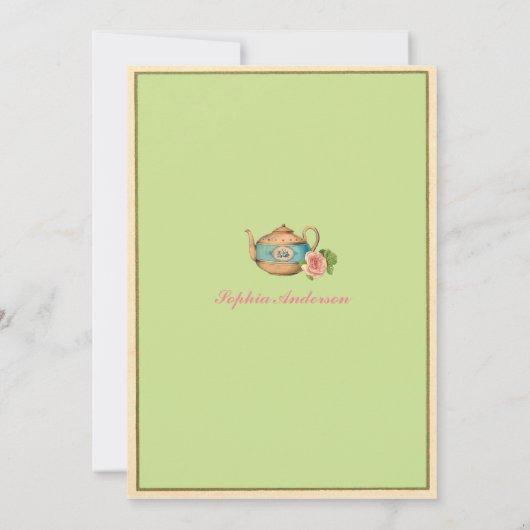 Alice in Wonderland bruidsdouche uitnodiging groen (Achterkant)