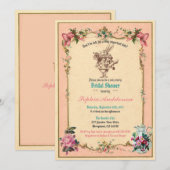 Alice in Wonderland bruidsdouche uitnodiging roze (Voorkant / Achterkant)