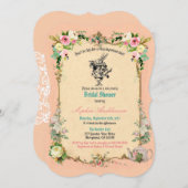 Alice in Wonderland bruidsdouche uitnodiging roze (Voorkant / Achterkant)