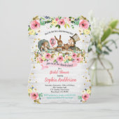 Alice in Wonderland bruidsdouche uitnodiging roze (Staand voorkant)