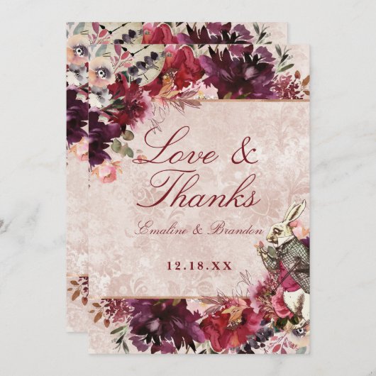 Alice in Wonderland Bruiloft Liefde en Bedankt (Voorkant / Achterkant)