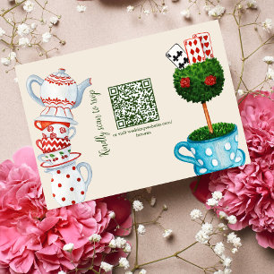 Alice in Wonderland Bruiloft qr code RSVP kaart