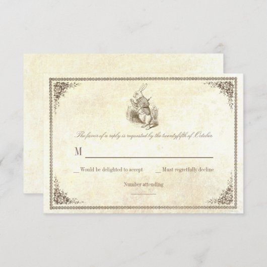 Alice in wonderland bruiloft RSVP-kaarten RSVP Kaartje (Voorkant / Achterkant)