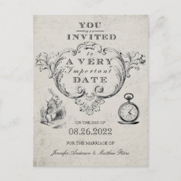  Alice In Wonderland Bruiloft Save the Date Briefkaart