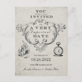 Alice In Wonderland Bruiloft Save the Date Briefkaart