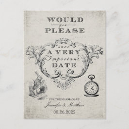 Alice In Wonderland Bruiloft Save the Date Briefkaart