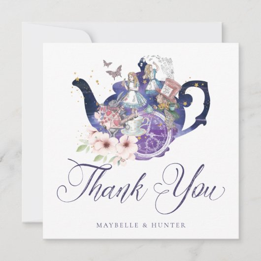 Alice in Wonderland Bruiloft Wonderland Dank je we Bedankkaart (Voorkant)