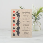 Alice in Wonderland Burlap Tea Party Birthday Kaart (Staand voorkant)